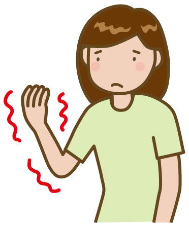 腕が痺れている女性のイラスト