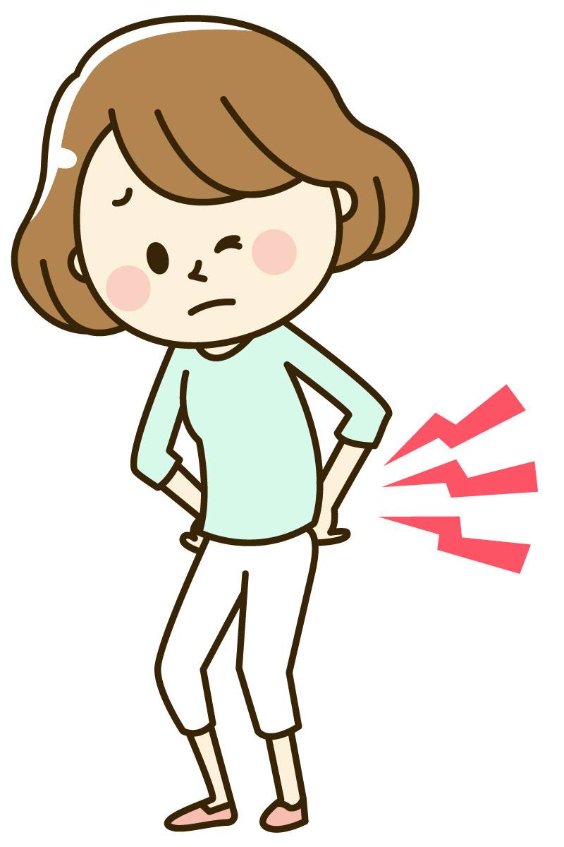 お尻が痛い女性のイラスト