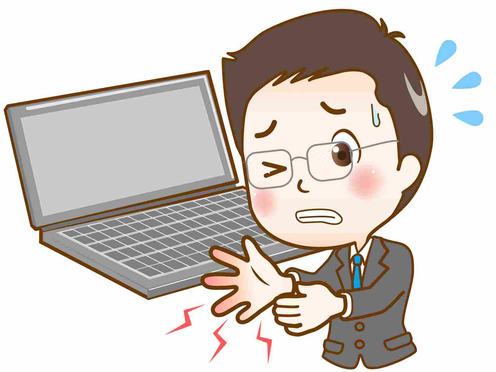 手が痺れる男性