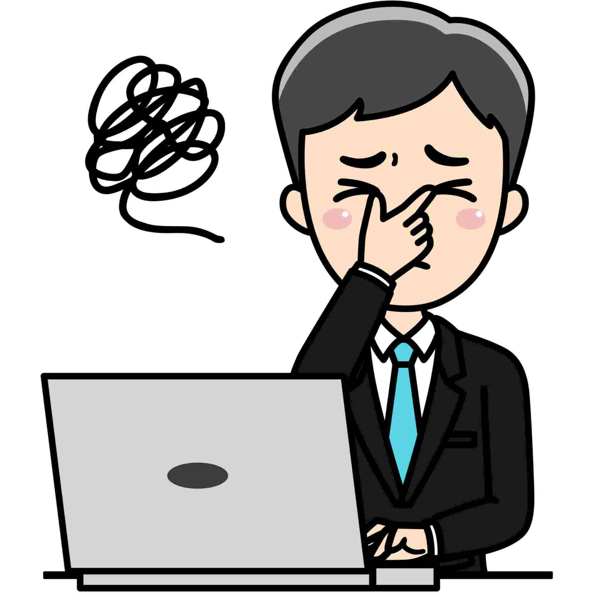 目が辛い男性のイラスト