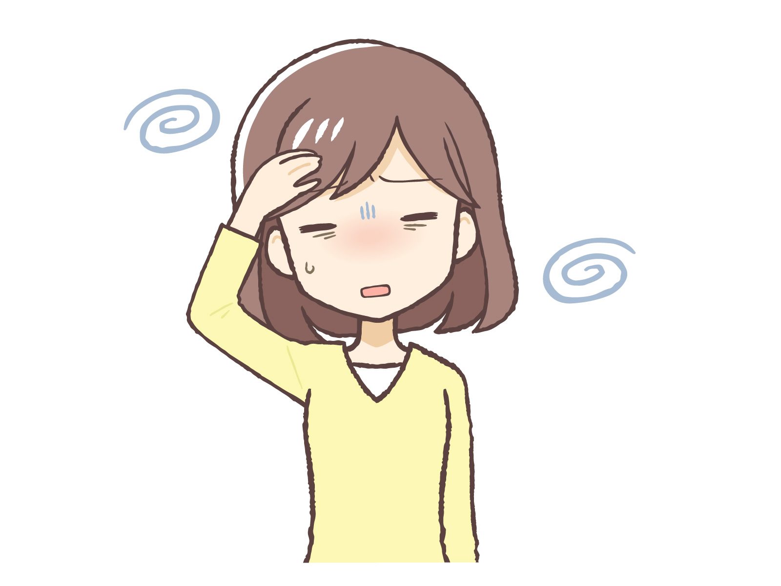 不調のある女性のイラスト