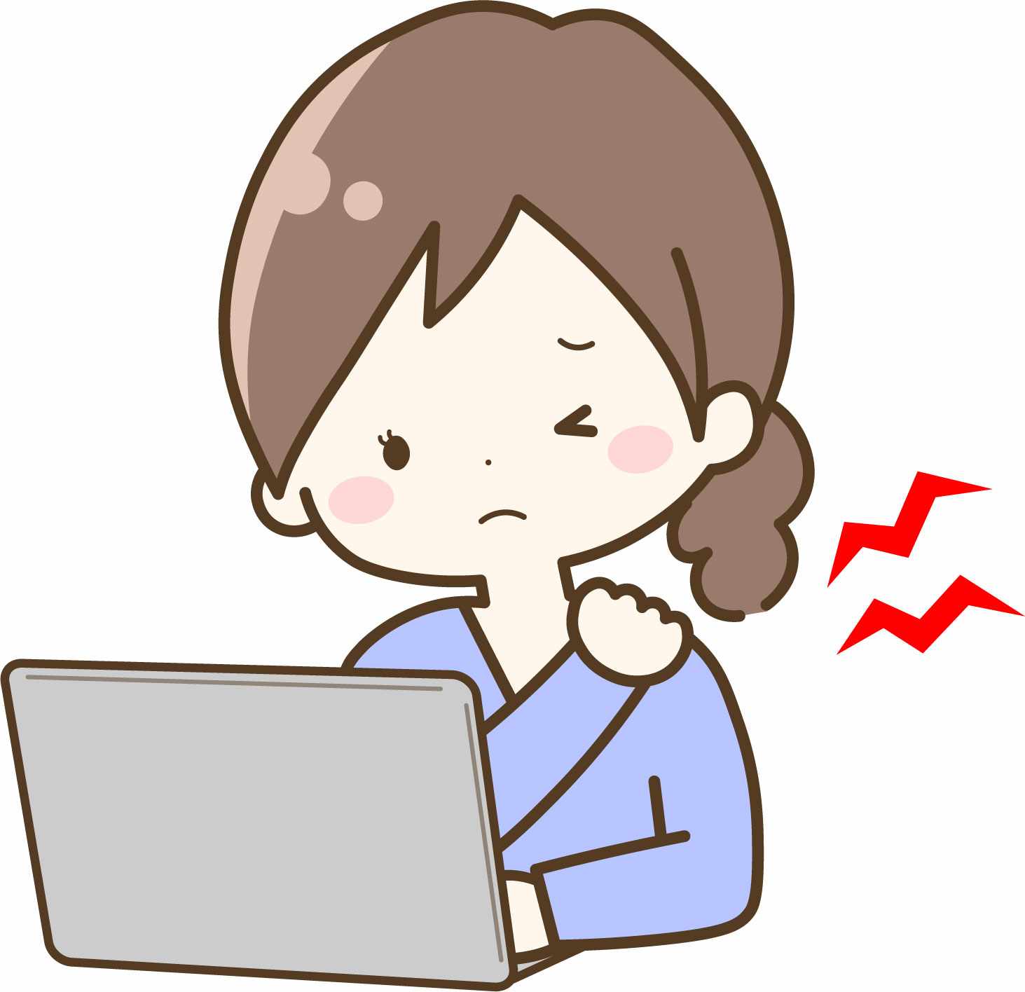 首と肩が凝っている女性のイラスト
