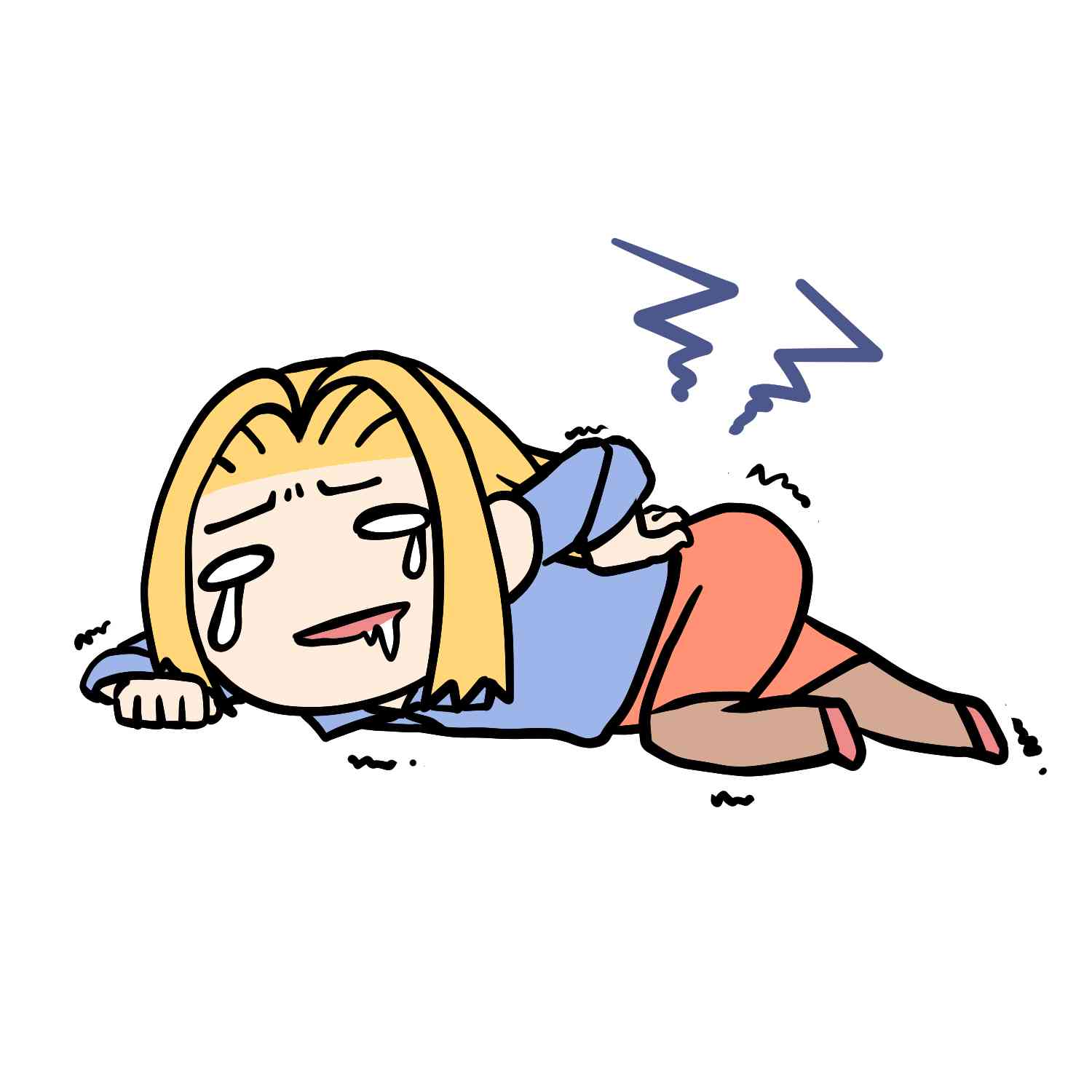 ギックリ腰で動けない女性のイラスト