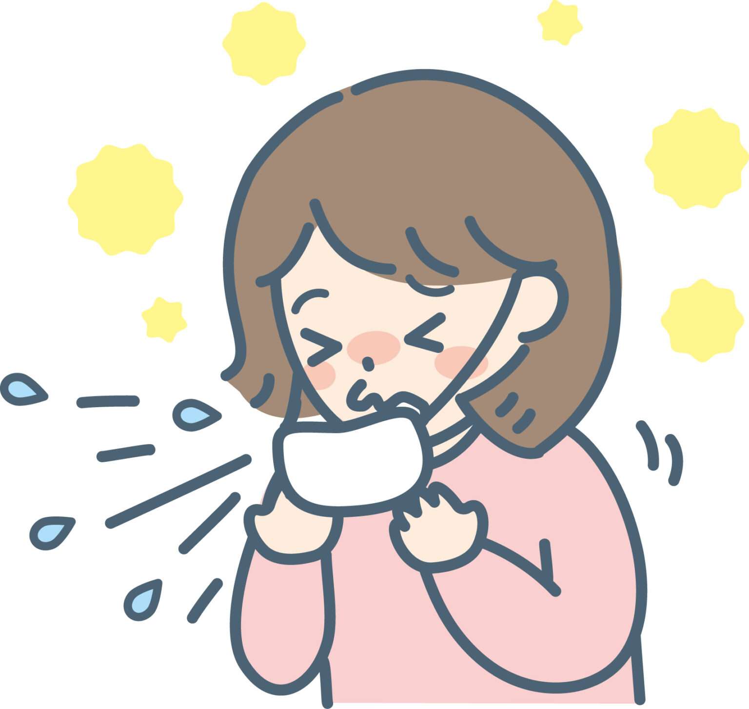 くしゃみをする女性のイラスト