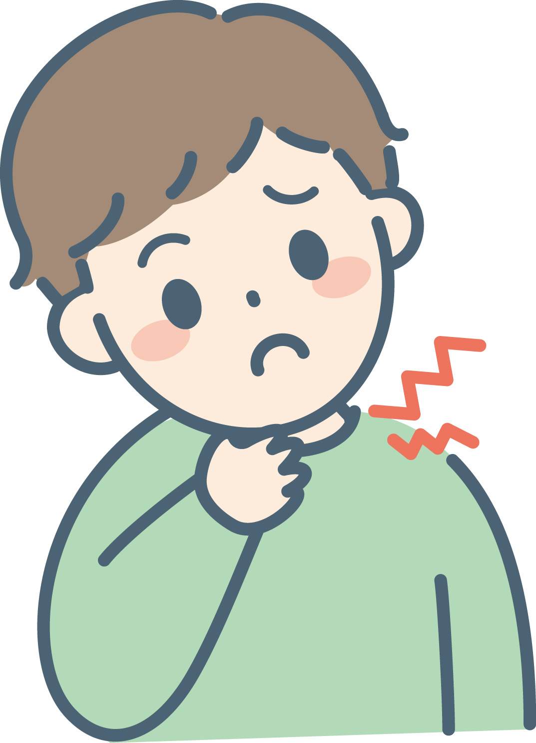 喉に違和感のある男性のイラスト