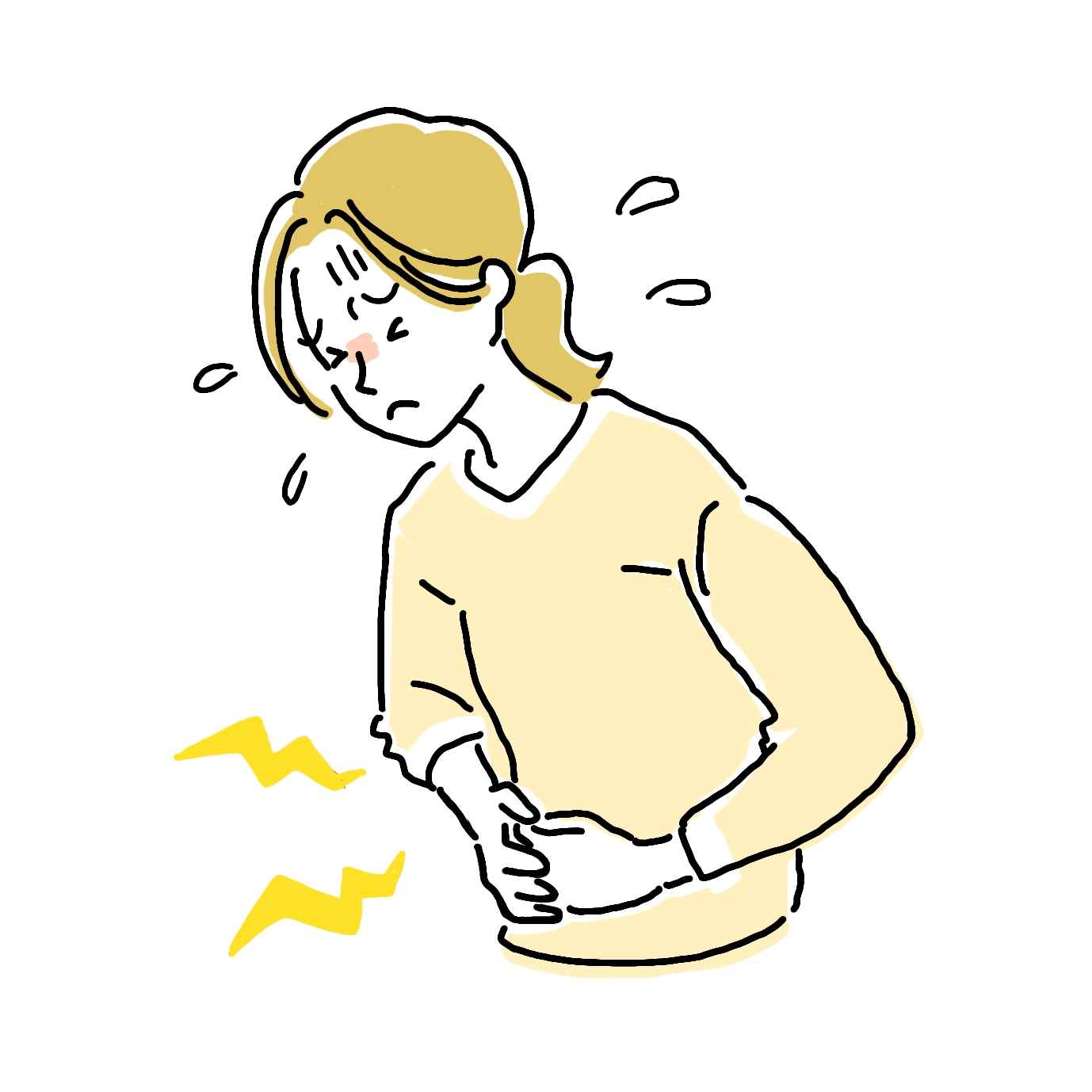 お腹が痛い女性のイラスト