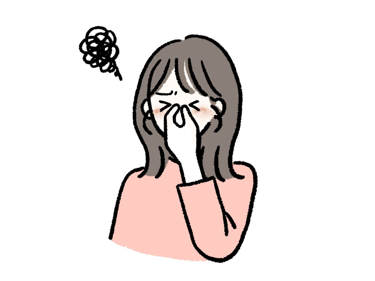 目が辛い女性のイラスト